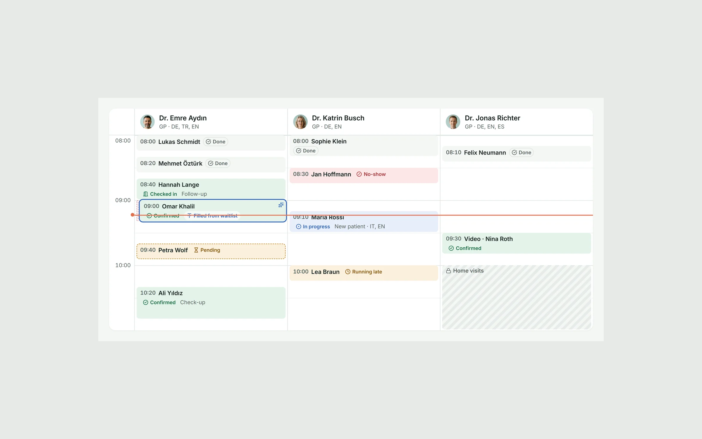 Storybook: das Pattern CalendarGrid mit allen Terminstatus